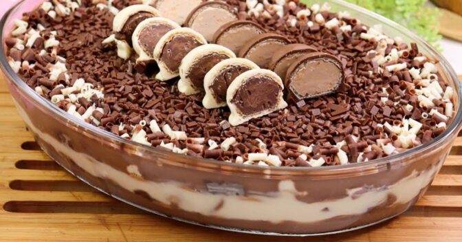 Sobremesas: Pavê de Bombom com Creme de Ninho e Chocolate