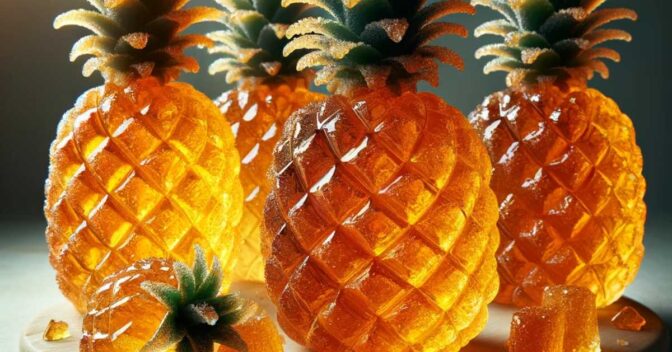 Doces: Abacaxi cristalizado inteiro meticulosamente caramelizado é o supra-sumo da confeitaria