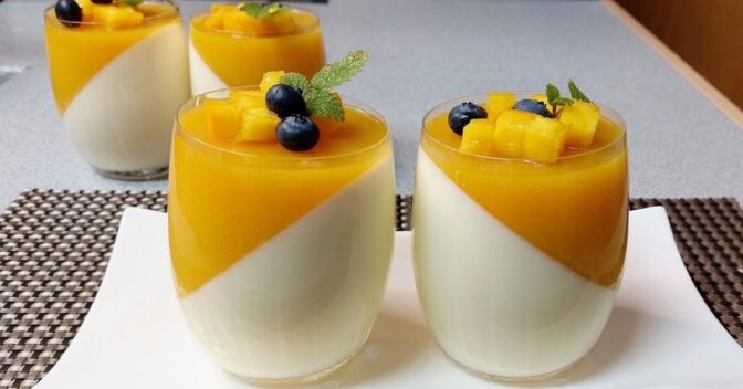 Sobremesas: Panna Cotta de Manga só 5 Ingredientes