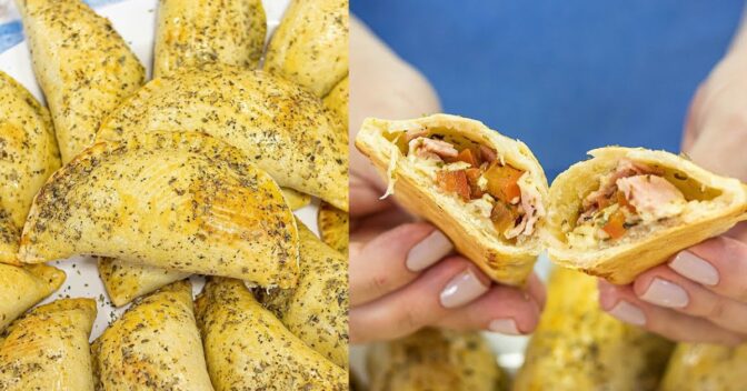 Lanches: Pastel Assado de Presunto e Queijo: Massa com Apenas 3 Ingredientes!