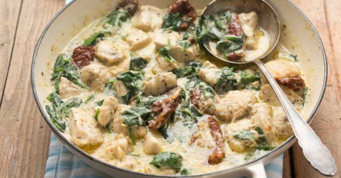 Receitas Cetogênicas: Frango Cremoso com Espinafre e Tomate Seco: Uma Receita Cetogênica Irresistível