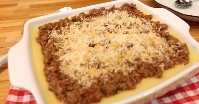 Receitas de travessa: Polenta Cremosa com Carne Moída