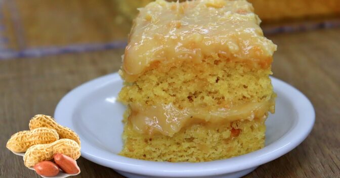 Bolos: BOLO DE AMENDOIM COM RECHEIO E COBERTURA DELICIOSO