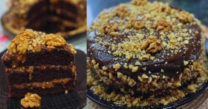 Bolos: Delicioso Bolo de Chocolate Acentuado com Caramelo Salgado Gourmet