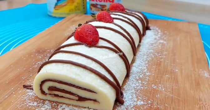 Bolos: A tentação irresistível: Rocambole de Leite Ninho com Nutella, uma delícia que você não vai conseguir parar de saborear!